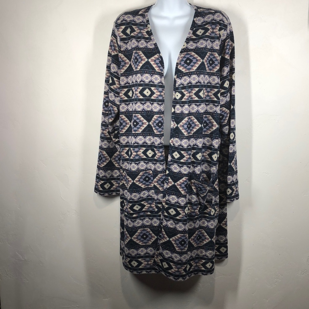 Absolutely Famous blue and purple open cardigan 1X